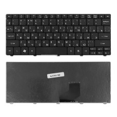 Клавиатура Acer Aspire One 521, 522, 532, D260, D270 черная, без рамки, плоский Enter