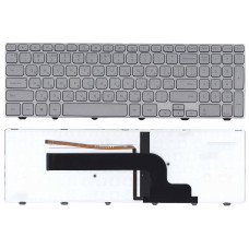 Клавиатура Dell 15-7000 15-7537 серебристая с подсветкой рамка серебристая