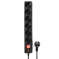 Сетевой фильтр Гарнизон EHB-6, 6 розеток, 1.8 м, 2200 Вт, Черный