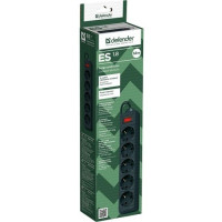 Сетевой фильтр Defender ES, 5 розеток, 1.8 м, 2200 Вт, черный