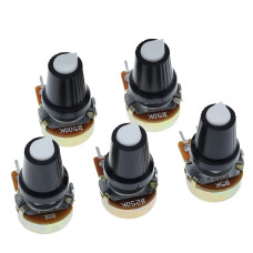 Переменный резистор WH148 WL 500K 3pin 15мм с черным колпачком