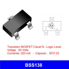 BS138 N-канал 0,22A 50V (J1Y), SOT-23