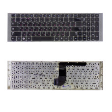 Клавиатура Samsung RF510, RF511, SF510, QX530, RC530 черная, рамка серая, плоский Enter, Б/У