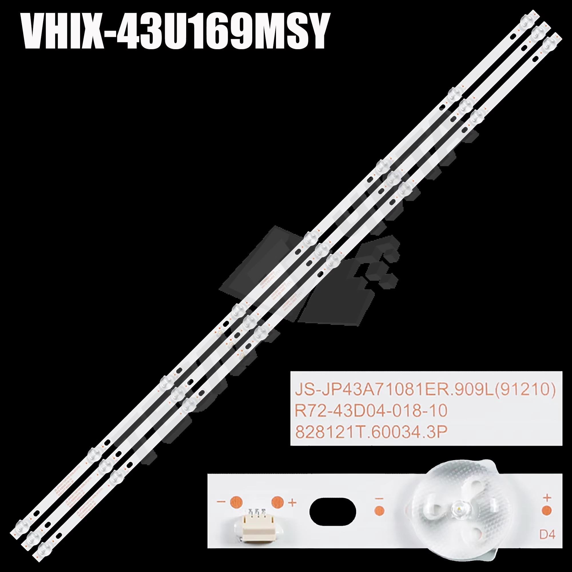 Подсветка 43" JS-JP43A71081ER.909L (3 ленты сост. A+B) 8LED 3V 828мм