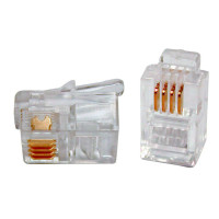 Коннектор телефонный RJ-11 4P4C для трубки TWT (100 шт в уп.)