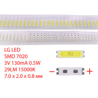 Светодиод SMD 7020, 3V, 130mA, 0.5W, 12000-15000K (cool white)