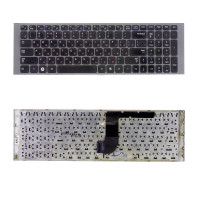 Клавиатура Samsung RF510, RF511, SF510, QX530, RC530 черная, рамка серая, плоский Enter, Б/У
