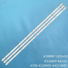 Подсветка 32" 4708-K320WD-A4213K01, 3 ленты, 8LED, 3V, 617 мм, NEW