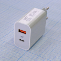 СЗУ PD 3.0 QC3.0 18W + Cable 5V-12V 3A-1.5A, USB-A+Type-C, белый