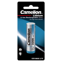 Аккумулятор Camelion ICR18650, 18650, 2200mAh, 3.7V, Li-ion, без защиты