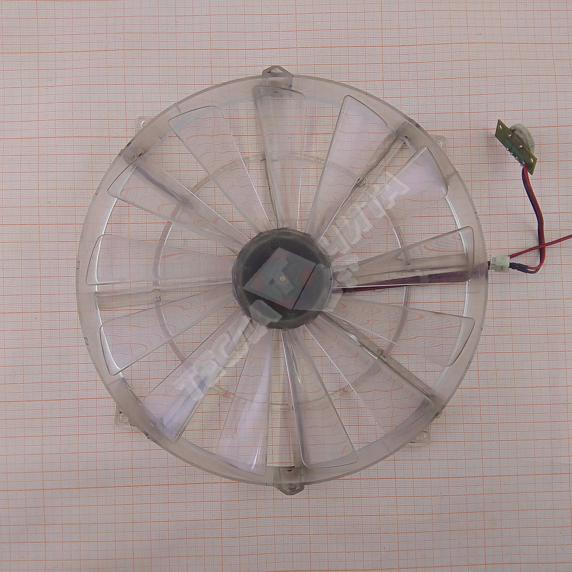 Вентилятор 220x220x30 12V 2pin с регулятором 500rpm LED синий