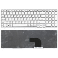 Клавиатура Sony SVE15 SVE17 SVE1511S4C SVE151 белая, рамка белая, плоский Enter