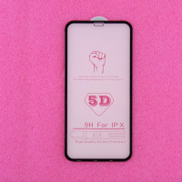 Защитное стекло iPhone X 5D черное