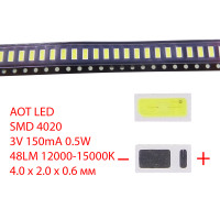 Светодиод SMD 4020, 3V, 150mA, 0.5W, белый холодный